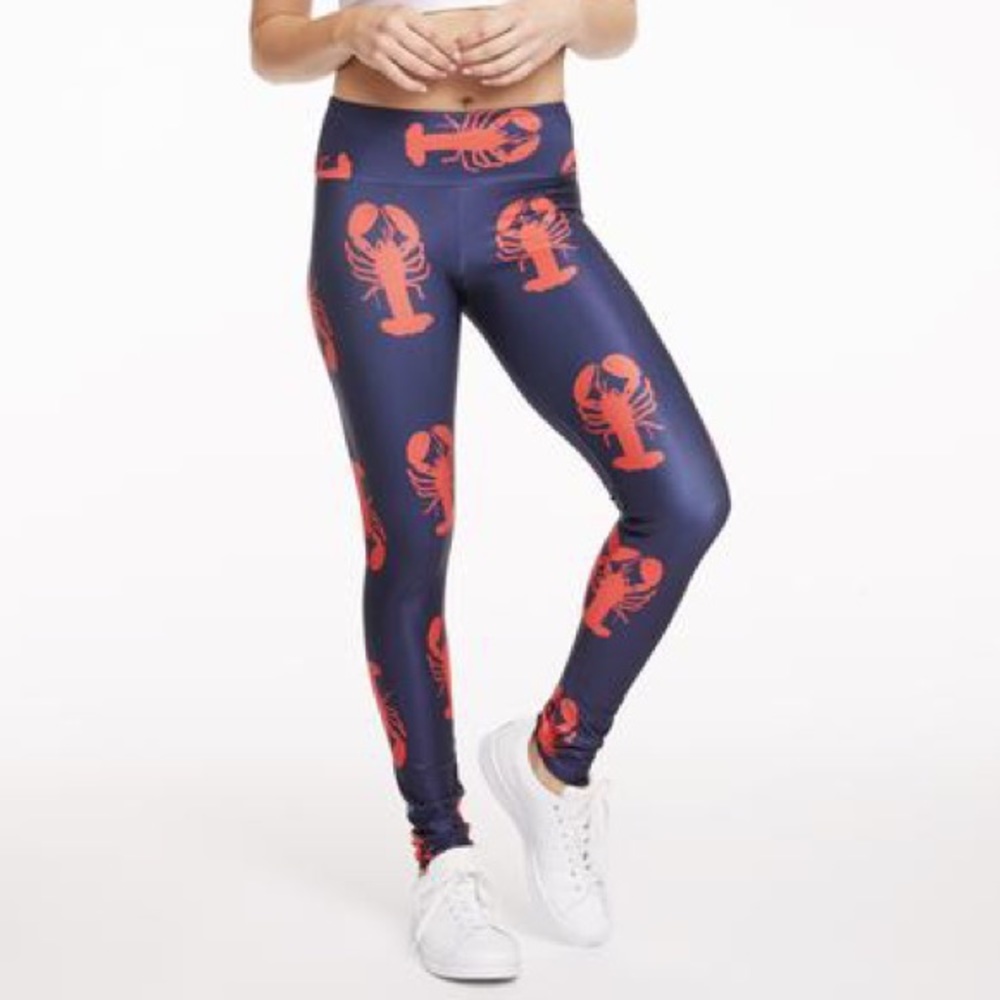 Goldsheep SoulCycle  Navy and Red Lobster Leggings